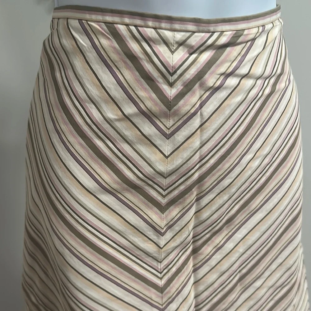 Striped Cream and Brown Women's Skirt​ - Picture 2 of 3